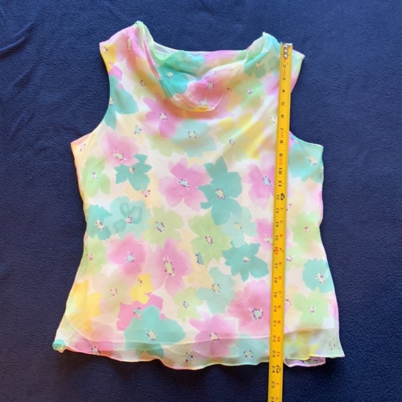 NEW Bob Mackie silk pastel floral blouse 12P - Picture 5 of 10